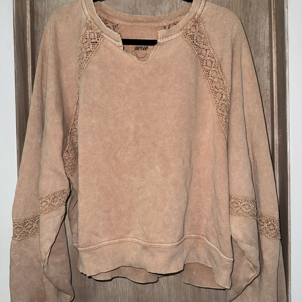 New Aerie Hey Crochet Sweatshirt Size M